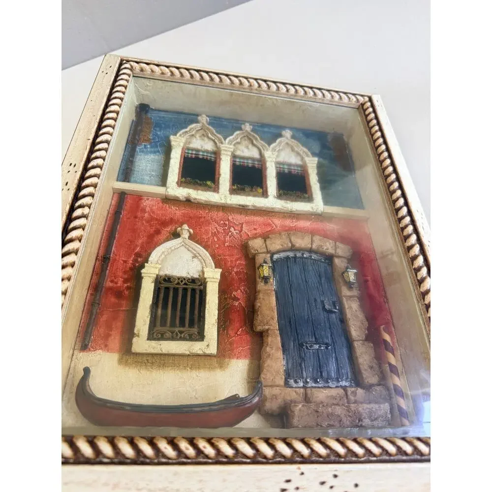 Venice Shadow Box Art - 3D Italian Diorama Miniature Wall Decor Gondola Gift